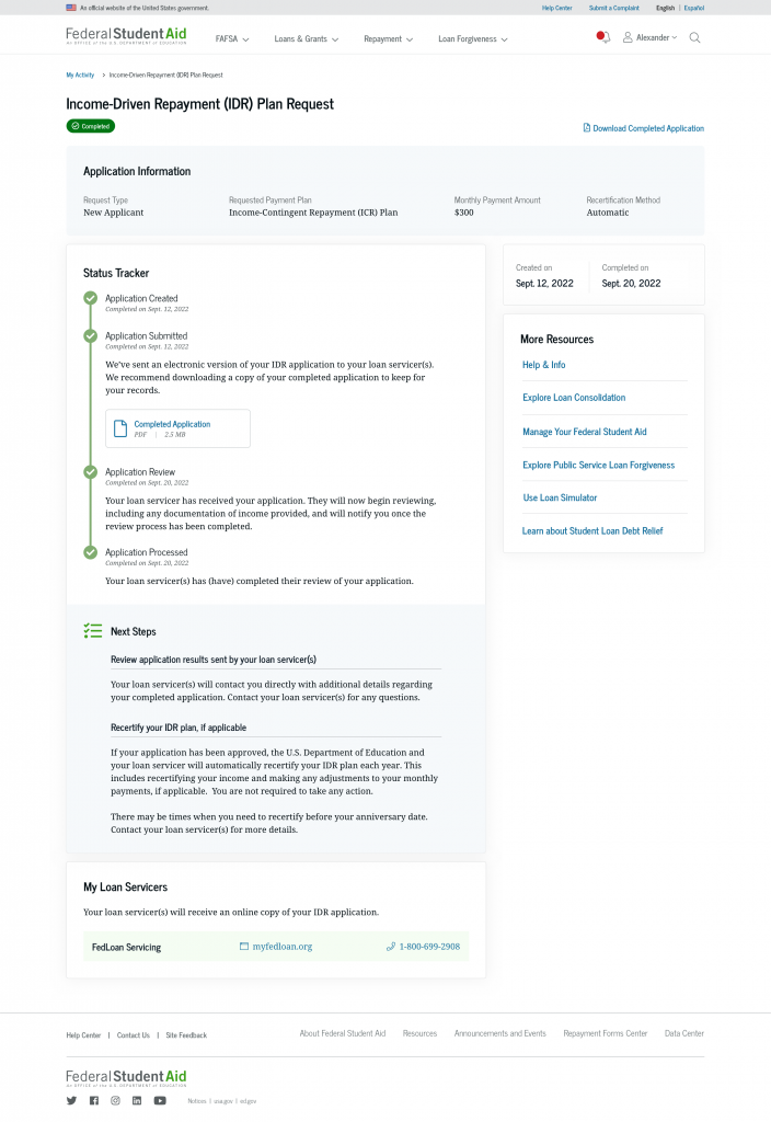 processed IDR application